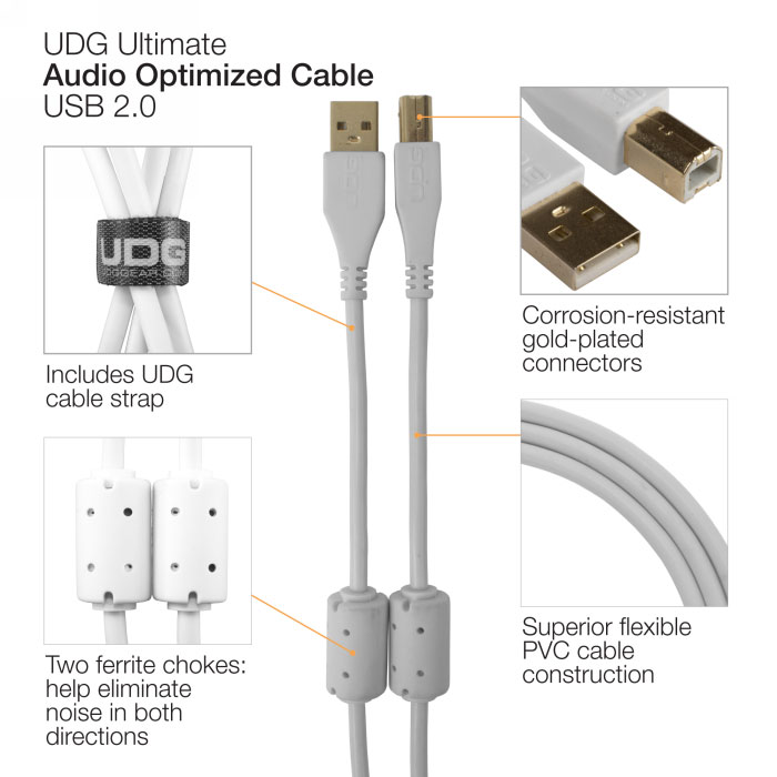 UDG Ultimate Audio Cable USB 2.0 A-B White Straight 2m (U95002WH