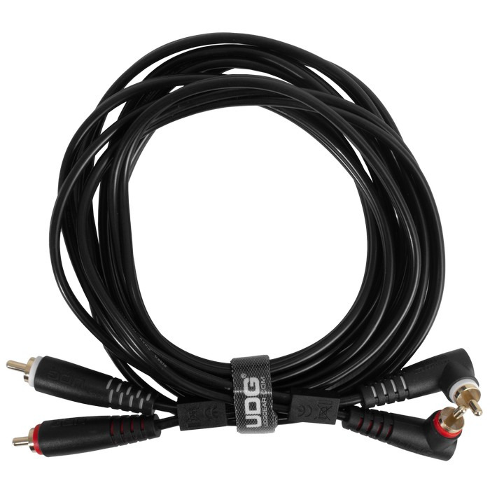 Ultimate Audio Cable Set RCA Straight-RCA Angled Black 3m