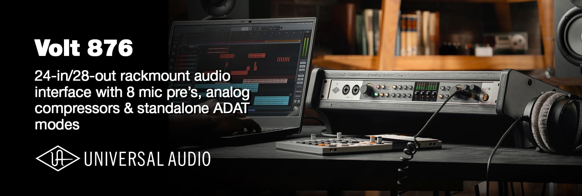 <div>Universal Audio<br><strong>Volt 876</strong><br>24-in/28-out rackmount audio interface</div>