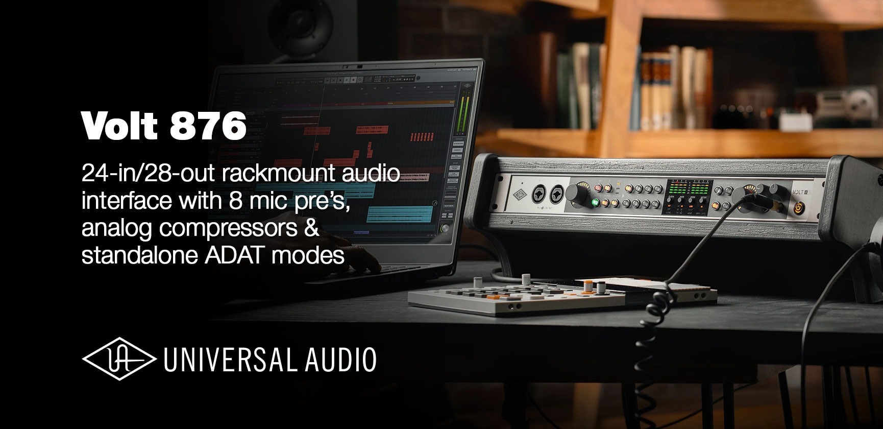 <div>Universal Audio<br><strong>Volt 876</strong><br>24-in/28-out rackmount audio interface</div>
