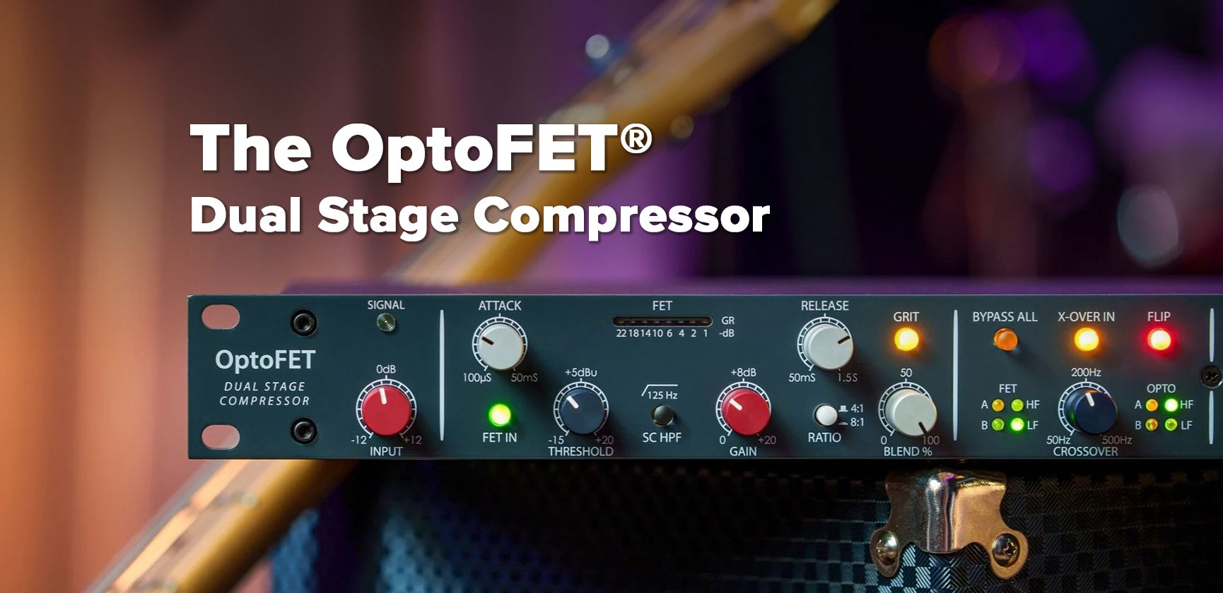 <div>Rupert Neve Designs<br><strong>OptoFET®<br></strong>Dual Stage Compressor</div>
