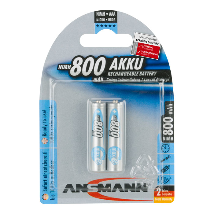 Premium AAA 800 mAh 2-pcs blister