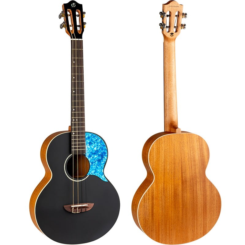 IRIS BARITONE BK, Solid Top Spruce/Mahog. Barit. Uke, Black