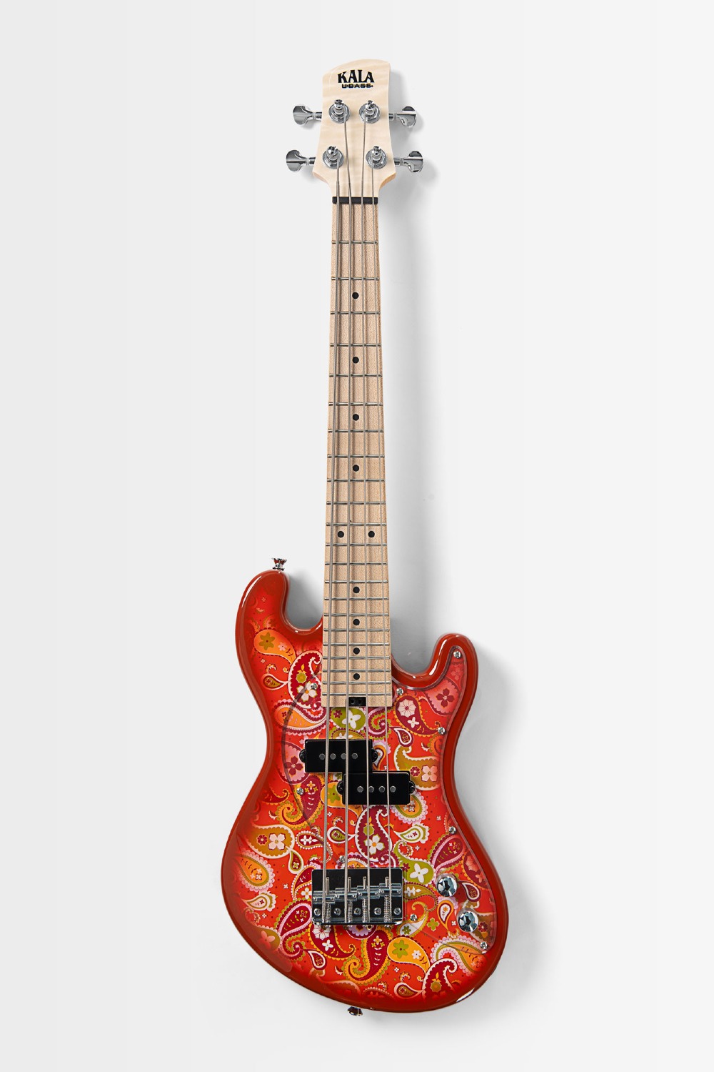 Kala Solid Body 4-String Paisley Orange Burst Fretted U-BASS